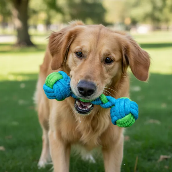 Tootoy! Hueso Mordedor de Cuerda Verde y Azul para perros