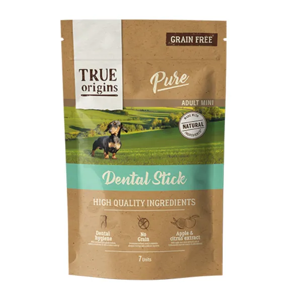 7 barritas True Origins Pure Mini Adult Snacks Dentales para perros