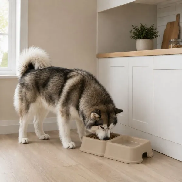 Leeby Comedero Doble Cuadrado Taupe para perros