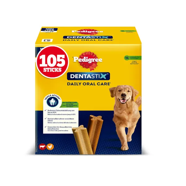 105 barritas Pedigree Dentastix Snacks Dentales para perros grandes