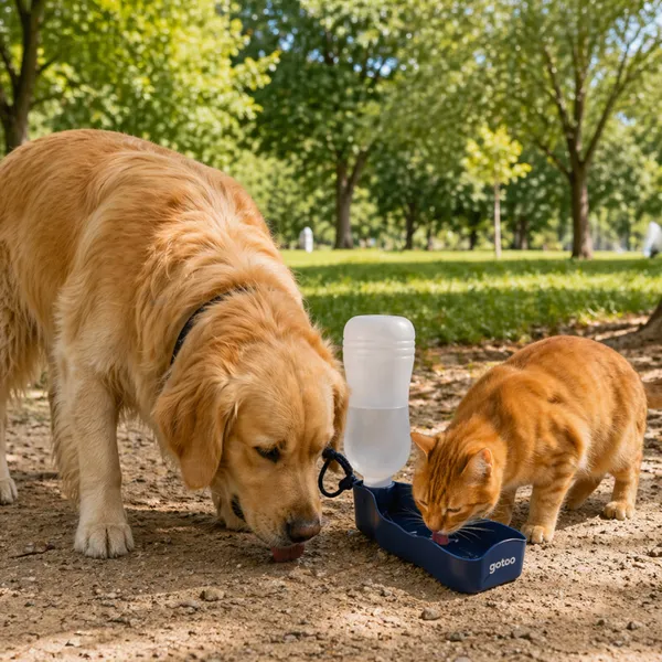 Gotoo Botella Bebedero Portátil de Plástico Azul para perros y gatos