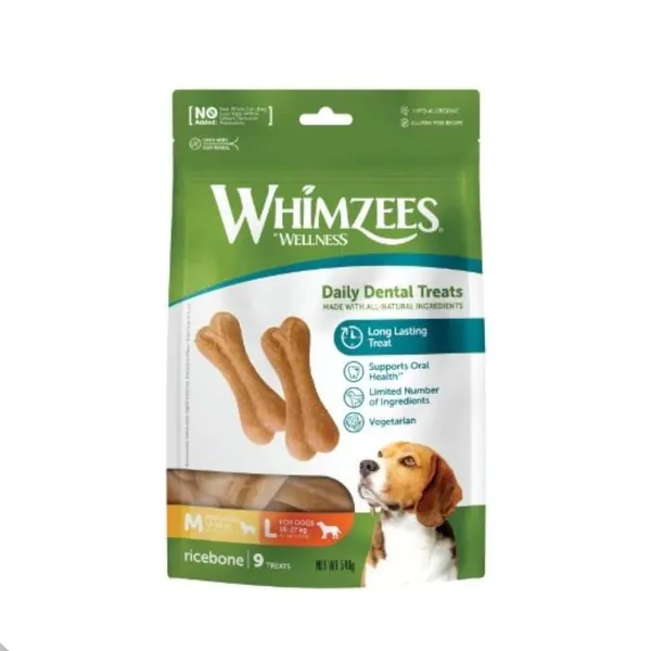 9 barritas Whimzees Snacks Dentales en Forma de Hueso para perros