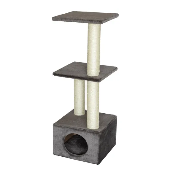 Leeby Colette DoubPost torre rascador con cama nido gris para gatos