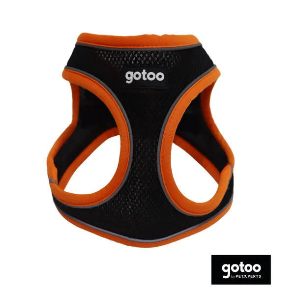 Gotoo Arnés ajustable de malla naranja/negro para perros