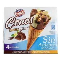 Cono helado sin azúcar vainilla-chocolate Casty 4ud 2
