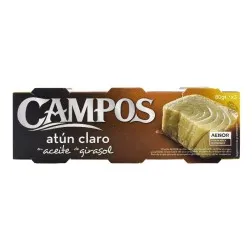Atún claro en aceite de girasol Campos lata 3x80 g 2