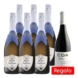Cava Reyes de Aragón semi seco pack 6 botellas + Regalo Tinto joven Corona de Aragón 2