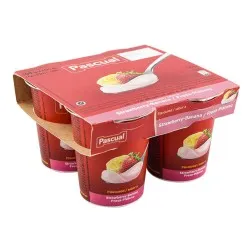 Yogur de fresa y plátano Pascual 4x120 g 2