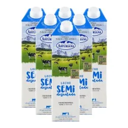 Leche semidesnatada Asturiana 1 litro pack 6 bricks 2