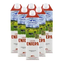 Leche entera Asturiana 1 litro pack 6 bricks 2