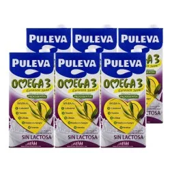 Leche desnatada sin lactosa Puleva Omega 3 1 litro pack 6 bricks 2
