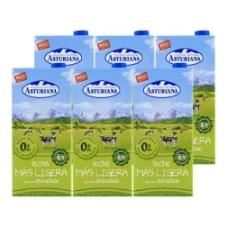 Leche desnatada Asturiana Ligera 1 litro pack 6 bricks 2