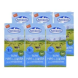 Leche semidesnatada Asturiana Ligera 1 litro pack 6 bricks 2