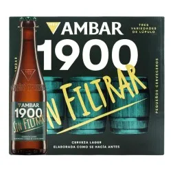Cerveza Ambar 1900 Sin Filtrar 33 cl caja 12 botellines 4