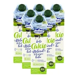 Leche desnatada con calcio Asturiana 1 litro pack 6 bricks 2