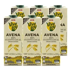 Bebida de avena sin azúcar Vivesoy 1 litro pack 6 bricks 2