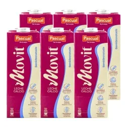 Leche semidesnatada con calcio Movit Pascual 1 litro pack 6 bricks 2