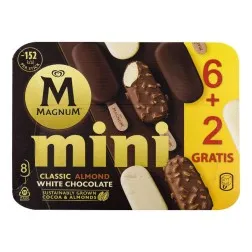 Helado Magnum Mini surtido clásico, blanco y almendrado 6 ud + 2 gratis 2