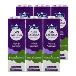 Leche semidesnatada sin lactosa Kaiku 1 litro pack 6 bricks 2