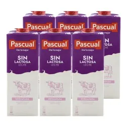 Leche desnatada sin lactosa Pascual 1 litro pack 6 bricks 2
