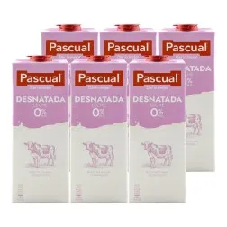 Leche desnatada 0% materia grasa Pascual 1 litro pack 6 bricks 2