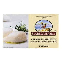 Calamares rellenos en aceite de oliva Mariscadora 6-8 piezas lata 110 g 2