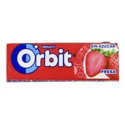 Chicles de fresa ácida sin azúcar Orbit paquete 10 ud 14 g 2