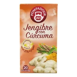 Infusión de jengibre y cúrcuma Pompadour caja 20x1.8 g 2