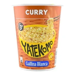 Fideos orientales instantáneos sabor curry picante Yatekomo Gallina Blanca vaso 61 g