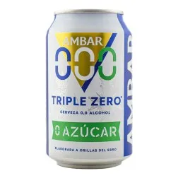Cerveza sin alcohol sin azúcar Ambar Triple Zero 33 cl pack 24 latas 3