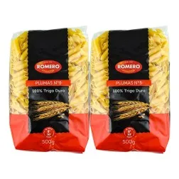 Macarrones plumas nº 5 Romero pack 2x500 g 2