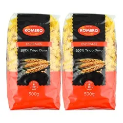 Espirales 100% trigo duro Romero pack 2x500 g 2