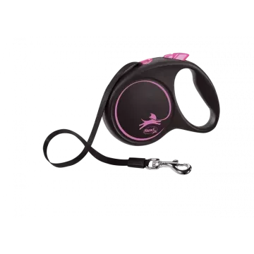Flexi Correa Extensible Black Design Rosa Cinta 5m 2