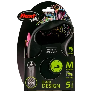 Flexi Correa Extensible Black Design Rosa Cinta 5m 4