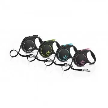 Flexi Correa Extensible Black Design Plateado Cinta 5m 3