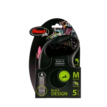 Flexi Correa Extensible Black Design Plateado Cinta 5m 4