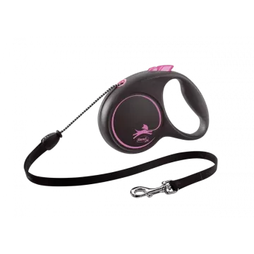 Flexi Correa Extensible de Cordón Black Design Rosa 2