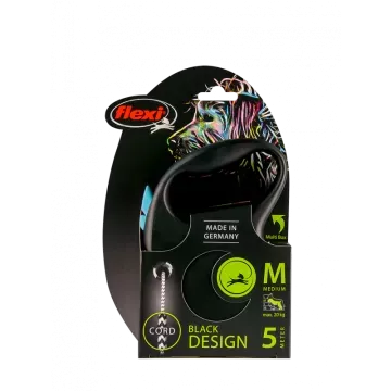 Flexi Correa Extensible de Cordón Black Design Rosa 4