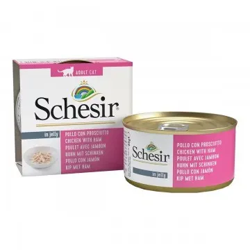 Schesir Lata Gato de Pollo con jamón en gelatina 85 gr