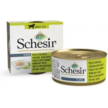 Schesir Lata Perro de pollo con manzana en gelatina 150 gr 4