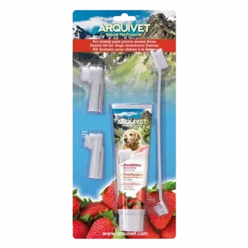 Arquivet Set Dental Para Perros Pasta de dientes y cepillos - Fresa