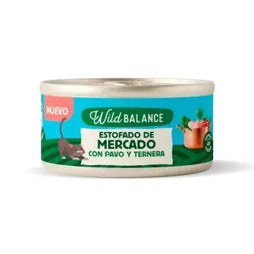 Wild Balance Gato Recetas del Chef Lata Estofado de Mercado con Pavo y Ternera para Gatos - 80 gr