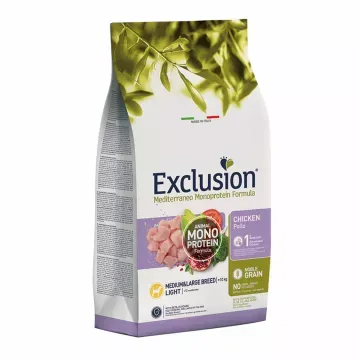 Exclusion Mediterraneo Monoprotein Adult Medium/Large Breed Light Chicken - 12 Kg