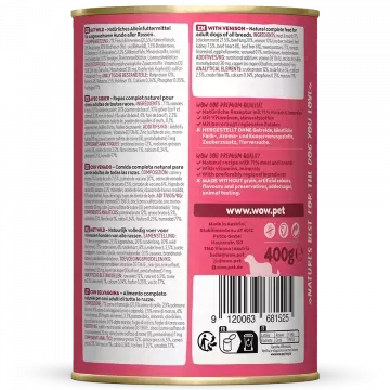 Wow Lata de Venado con Boniato para Perros - 400 gr 3