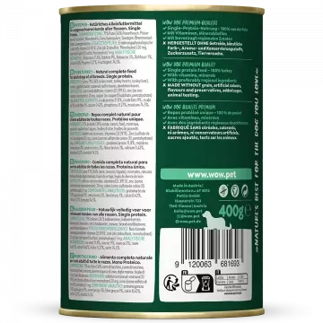 Wow Lata de Puro Pavo para Perros - 400 gr 3