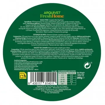 Arquivet Fresh Home Estofado de Pato para Perros - 280 gr 4