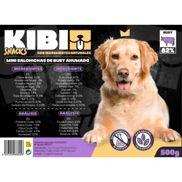 KIBI Mini Salchichas de Buey Ahumadas para Perros - 500 gr 6