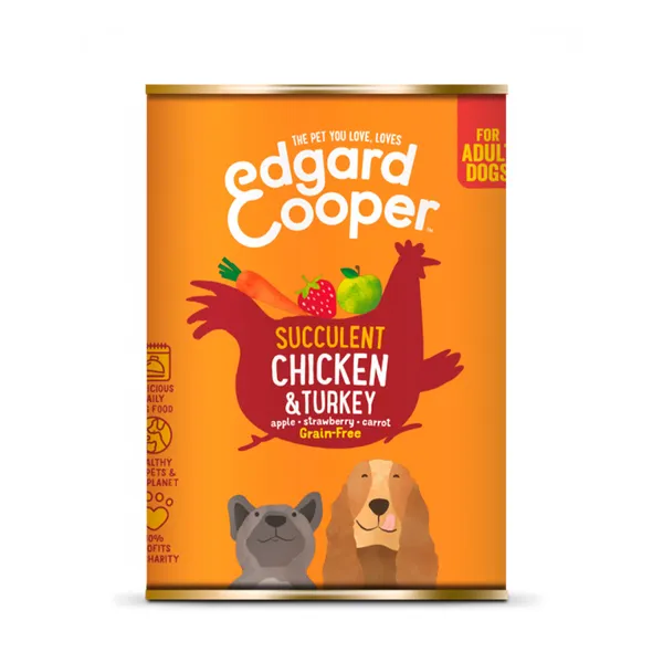 24 latas x 400 g Edgard Cooper Adult Grain Free Pollo y Pavo lata para perros ¡Pack ahorro!