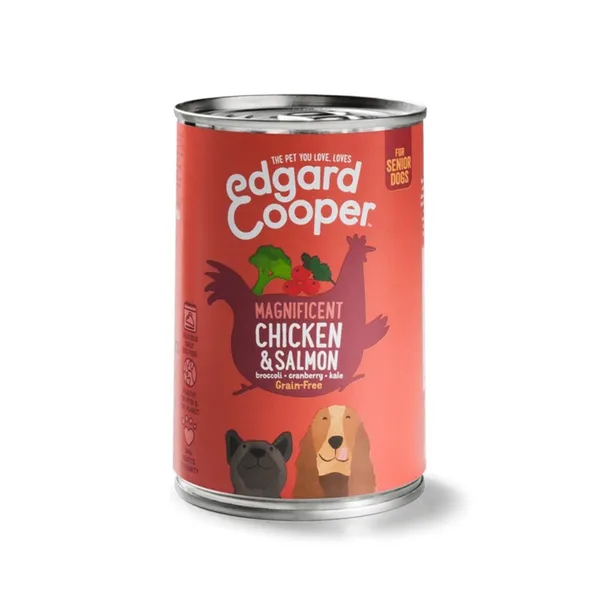 12 latas x 400 g Lata Edgard & Cooper Senior Pollo y Salmón lata para perros ¡Pack ahorro!