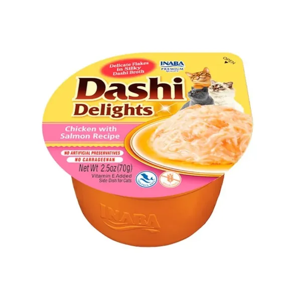 70 g Dashi Delights Snack Cremoso Pollo y Salmón tarrina para gatos